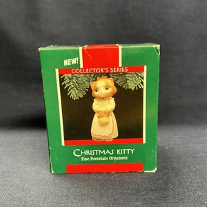 Hallmark "Christmas Kitty" Ornament 1989 Porcelain New In Box - Picture 1 of 4