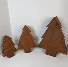 Christmas Rustic Rusty Metal Tin Containers Set of 3 Christmas Trees