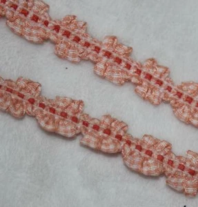 7,3 yardas melocotón coral blanco gingham elástico rococó ribete de costura 1/2" de ancho - Imagen 1 de 1