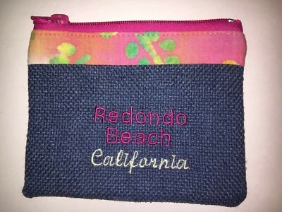 全新 Sea La Vie 刺绣化妆包 拉链袋 "Redondo Beach" Ca — 第 1/2 张图片