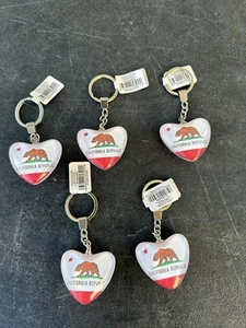 California Heart Shaped Crystal Keychain Lot of 5 - Picture 1 of 4
