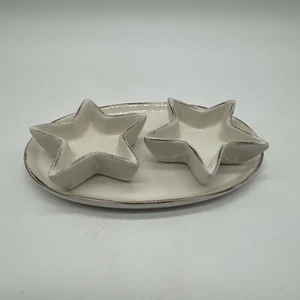Pottery Barn Star Salt & Pepper Shaker Set W/ Tray - Picture 1 of 5