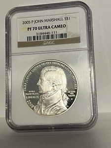 2005-P $1 Silver Commemorative Coin John Marshall NGC PF70 ULTRA CAMEO - Picture 1 of 2