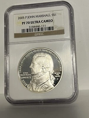 2005-P $1 Silver Commemorative Coin John Marshall NGC PF70 ULTRA CAMEO - Image 1 of 2