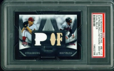 Bowman Sterling Dual Relics 2010 Stephen Strasburg/Jason Heyward/199 radiocontrol PSA 10 Foto 1 de 2