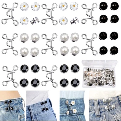 48 Pieces Adjustable Waistband Tightener Set, 8 Set 4 Style Jean Button Pins... - Image 1 of 4
