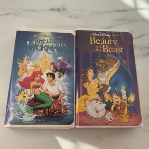 The Little Mermaid VHS 1990 Banned Cover And Beauty And The Beast Black Diamond - Picture 1 of 7