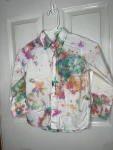 Gap Oxford Tie Dye Shirt Boys Size Small 6-7 Long Sleeve Button Down - Picture 1 of 5