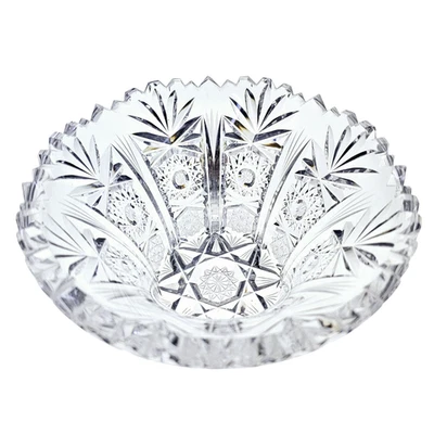 De Colección Reina Checa Geométrico Corte Encaje Cristal Cuenco Brillante Hobstar Abanico Patrón 6" Foto 1 de 4