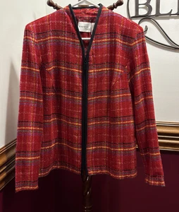 Vintage Halmode Plus 16W Red Shimmering Zippered Blazer Holiday Party - Picture 1 of 7
