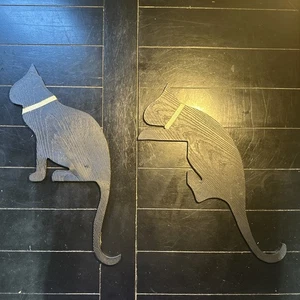 2 Vintage Sam Young 1987 Black Cat Corner Cat Door Or Window Frame Sitters - Picture 1 of 5