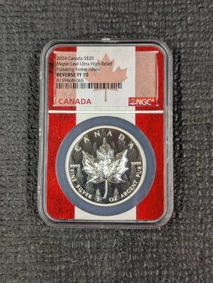 2024 REV PF 70 Canada Silver Maple Leaf Pulsating Forest NGC Ultra High Relief - Image 1 of 4