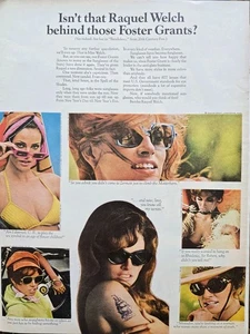 1968 Foster Grant Women's  sunglasses Raquel Welch tattoo Vintage Fashion ad  - Picture 1 of 1
