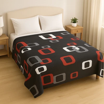 Чрезвычайно мягкий и теплый королева размер плюшевое одеяло, классный мальчиков одеяло, черный и красный - Изображение 1 из 4