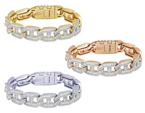Mariner Link Baguette 11 1/10 CT Real Diamond Cuban Bracelet Gold  15MM  8.5" - Picture 1 of 8