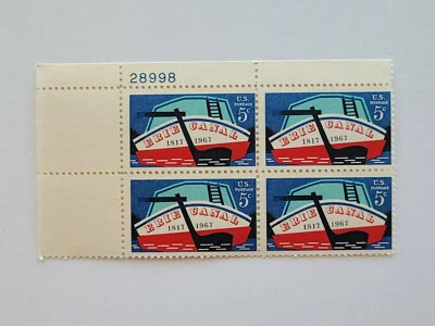 1967 Erie Canal 5c Block of 4 US Postage Stamps Scott #1325 MNH OG - Image 1 of 3