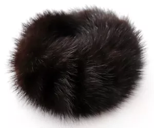 Nerz Haargummi Pelz Scrunchie Armband Fell Manschette Frisur Zopf Dutt Dark Mink - Bild 1 von 3