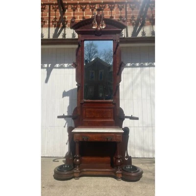 Antique Victorian Renaissance Revival Hall Tree Foto 1 de 4