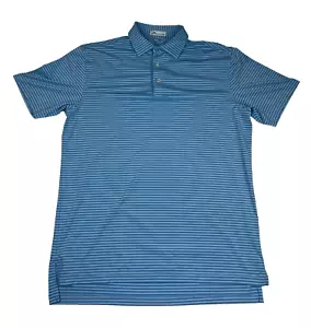Peter Millar Polo Shirt Adult Medium Blue Striped Golf Mens - Picture 1 of 10