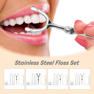 Medical-Grade Flosser Y-Shaped Stainless Steel Replaceable Floss Toothpick Set, - Picture 1 of 20
