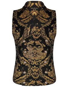 Chaleco Diablo Moda Para Hombre Chaleco Chaleco Oro Negro Damasco Gótico Steampunk Aristócrata - Imagen 1 de 10