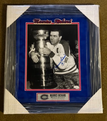 Maurice Richard Signed Framed Montreal Canadiens Stanley Cup 11x14 Photo JSA COA - Image 1 of 4