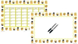 Planificador de pared de borrado en seco emoji para aula y calendario con marcadores - Imagen 1 de 2