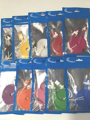 FLAT NOODLE USB Data Sync Charger Cable FOR apple iphone 4 4s 3 3gs iPod 1 2  - Image 1 of 4