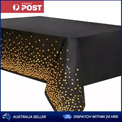 Gold Dot Black Table Cover Tablecloth Party Supplies Decorations AU - image 1 of 3