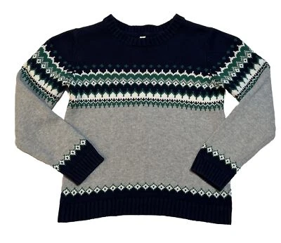 JANIE AND JACK Size 6 Fair Isle Sweater Navy Blue Green Gray Boys - Image 1 of 4