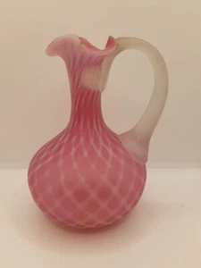 Mount Washington Pairpoint Pink Diamond Quilted 6” Pitcher Reeded Handle - Picture 1 of 6