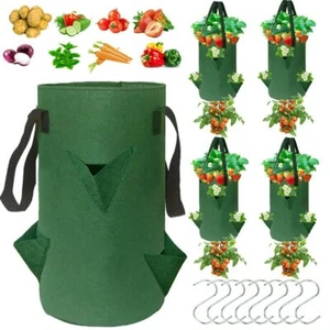 4Pack Upside Down Strawberry Planter 3 Gallon Hanging Grow Bags for Tomato Ve... - Picture 1 of 7