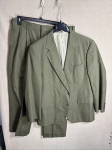 @pants Lord & Taylor Mens Shop 46R 38x28.5 2 Piece Suit Olive Drab Two button - Picture 1 of 19