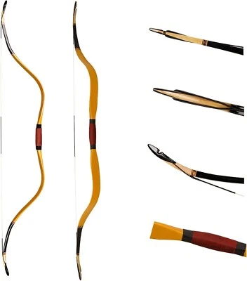30-50lbs Mongolia Yuan Bow Traditional Laminated Horse Longbow for Mounted Hunt - Image 1 of 4