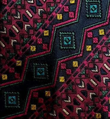 Corbata de seda COVERI rosa verde abstracta a rayas Italia Foto 1 de 4