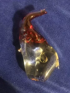 Glass Elephant 5” Figurine/Paperweight Red And Clear - Picture 1 of 9