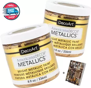 Americana Decor Metallics 24K Gold Paint - 2 Pack 8Oz Metallic 24K Gold - Picture 1 of 12