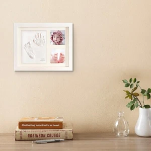 Baby Hand & Foot Print Clay Cast Kit Photo Picture Frame Christening Gift - Picture 1 of 7