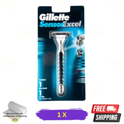 Mango de afeitar Gillette Sensor Excel doble hoja manual 1 cartucho envío gratuito - Imagen 1 de 4