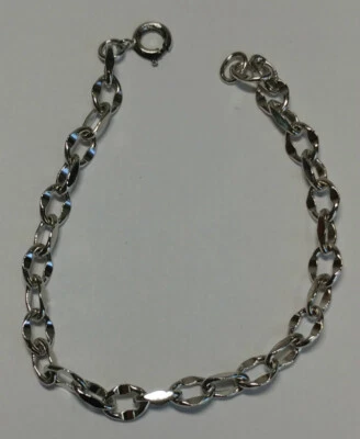 全新 Fancy Curb Link 手镯 铑覆盖 0.925 纯银 7 英寸 长 7 — 第 1/3 张图片