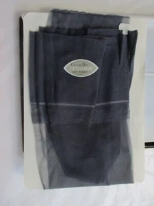 1PR VINTAGE CHRISTIAN DIOR RT SHEER HEEL FLAT KNIT NYLON STOCKINGS 10 1/2 M NAVY - Picture 1 of 4