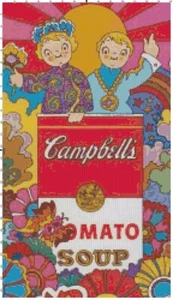 Pubblicità zuppa Campbells retrò fatta a mano modello punto croce contato punto ago - Foto 1 di 1