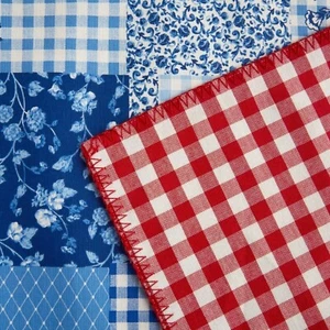 4 Pioneer Woman Heritage Patchwork Placemats Chinoiserie Floral Plaid Blue Red - Picture 1 of 2
