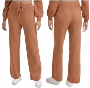 NWT $130 DKNY Toffee Ribbed Knit Wide Leg Pants Cashmere Blend Joggers Size S - Picture 1 of 16
