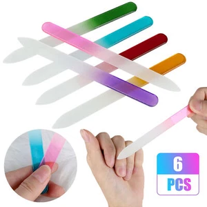 6Pcs Double-Sided Glass Finger Nail File with Case Pedicure Fingernail File Part - Picture 1 of 9