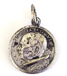 Vintage Rome Pontifex Pope Paul VI Silver Plate Medal 5/8" Pendant - Picture 1 of 3