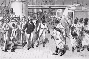 Guinea - Dinah Salifou, König der NALOUS, auf GÖLAND - Radierung aus dem 19. Jahrhundert - Bild 1 von 3