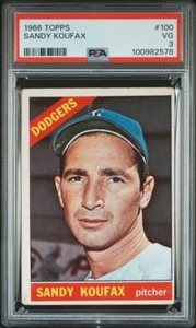 1966 Topps - #100 Sandy Koufax PSA 3 VG - Picture 1 of 3
