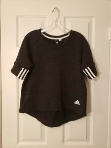 Adidas Charcoal Gray Sport 2 Street Knit T-Shirt Women's Medium - Picture 1 of 8