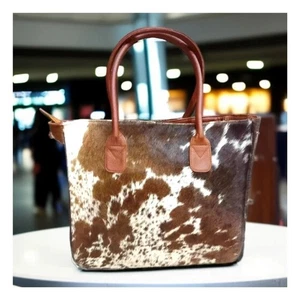 Bolso de Mano para Mujer | Cartera Occidental Grande Hecha a Mano con Pelo de Vaca Real sobre Cuero - Imagen 1 de 5